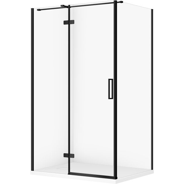 CERSANIT Zestaw kabina prostokątna JOTA prawa 120x90 czarna, brodzik