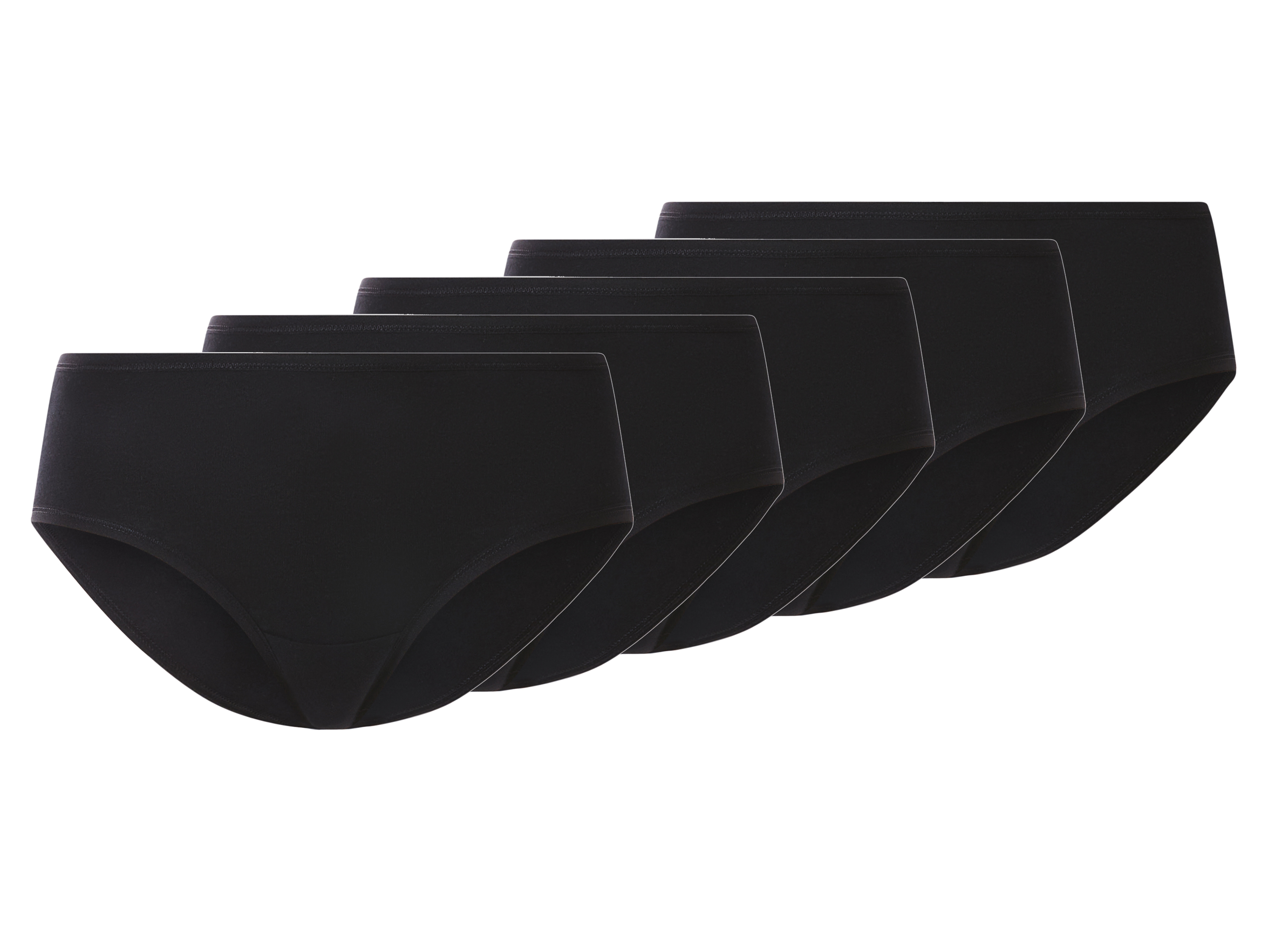esmara Majtki hipstery damskie z bawełną, 5 par Czarny, XS 32/34
