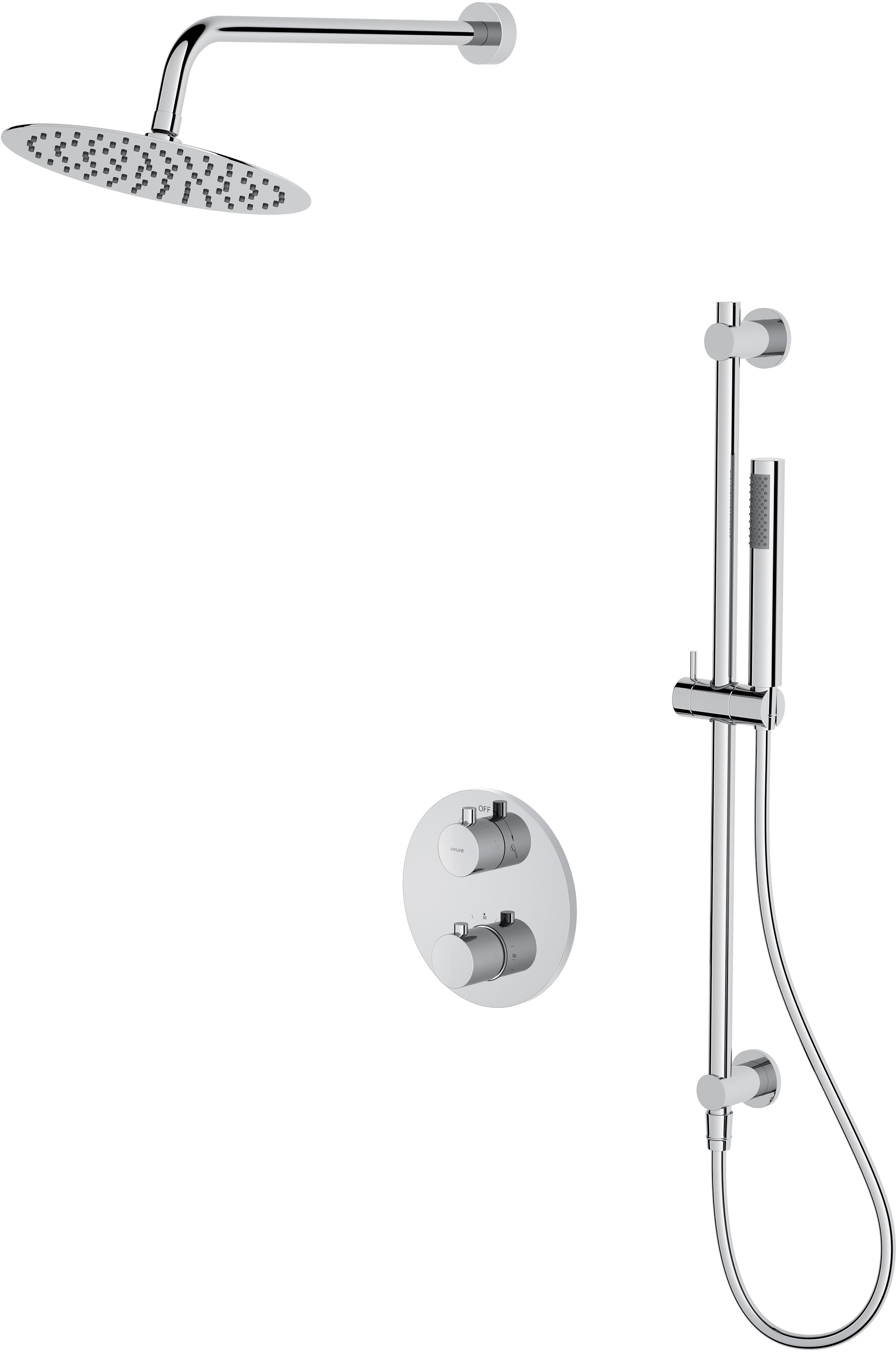 Darmowa Dostawa - Zestaw prysznicowy podtynkowy termostatyczny z deszczownicą chrom Cersanit Zen S952032