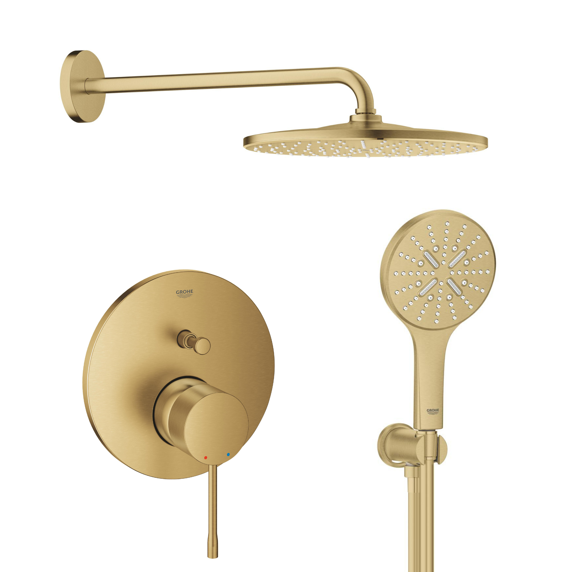 Darmowa Dostawa - Zestaw prysznicowy podtynkowy z deszczownicą brushed cool sunrise Grohe Essence abset10714