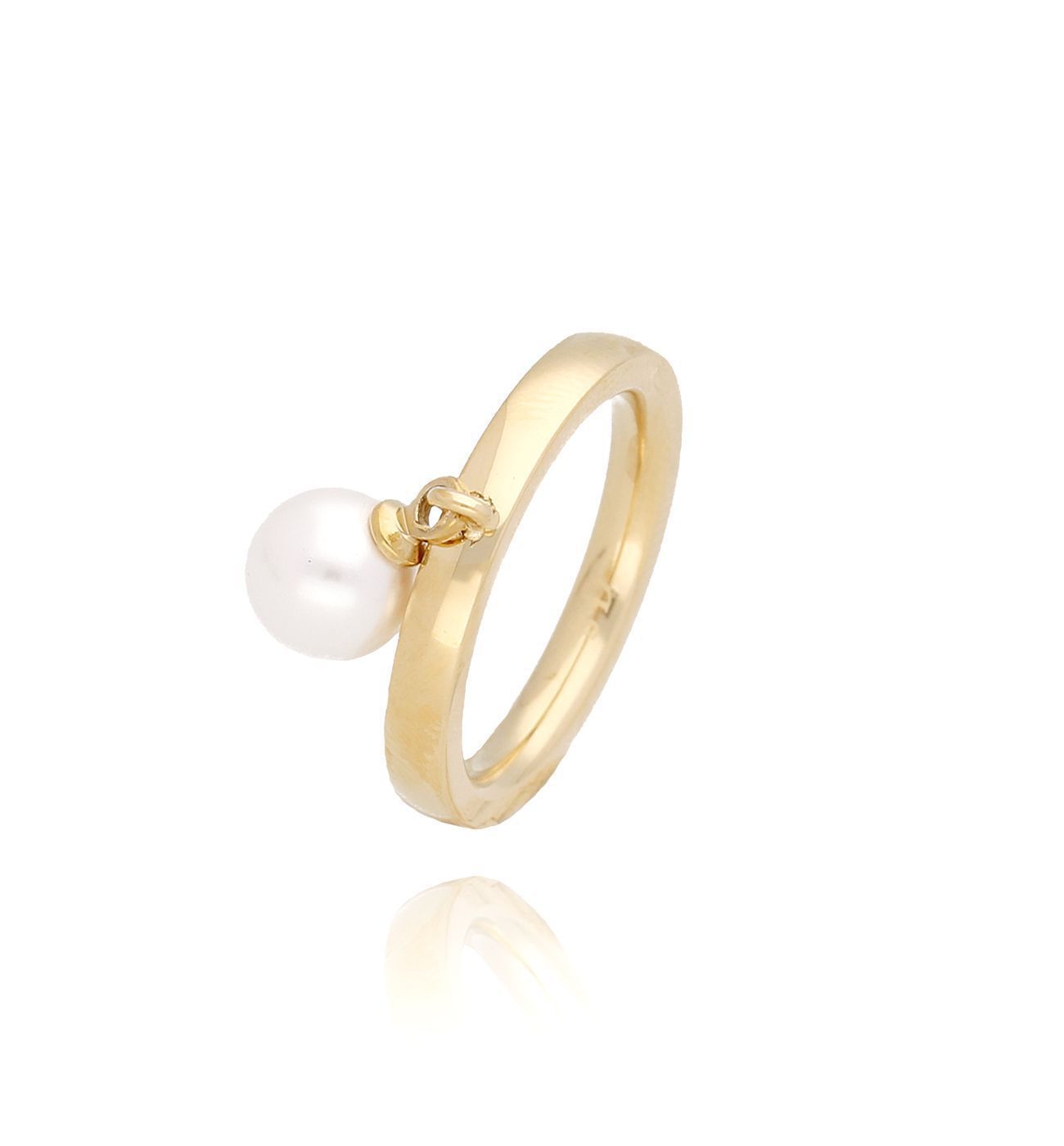 Pierścionek złoty z perłą ze stali szlachetnej Rozmiar 9 - By Dziubeka