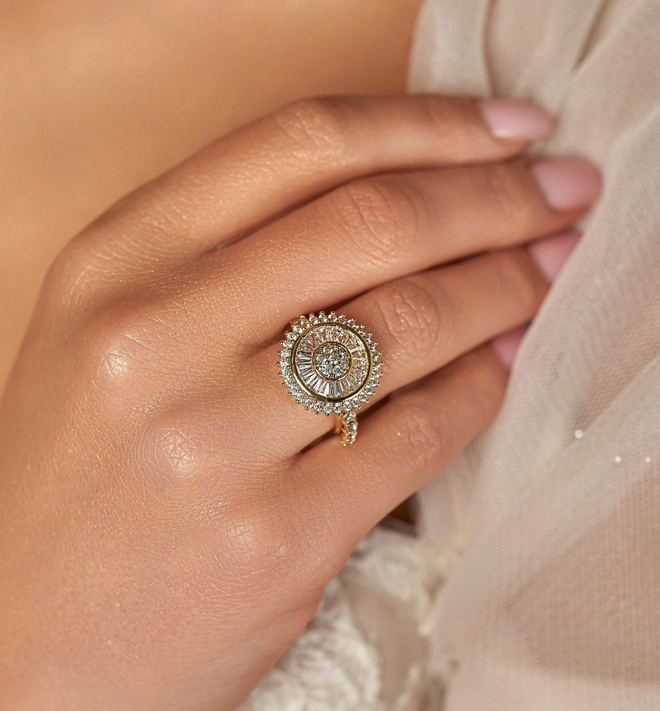 Pierścionek złoty z cyrkoniami Juara PSS0113 - By Dziubeka