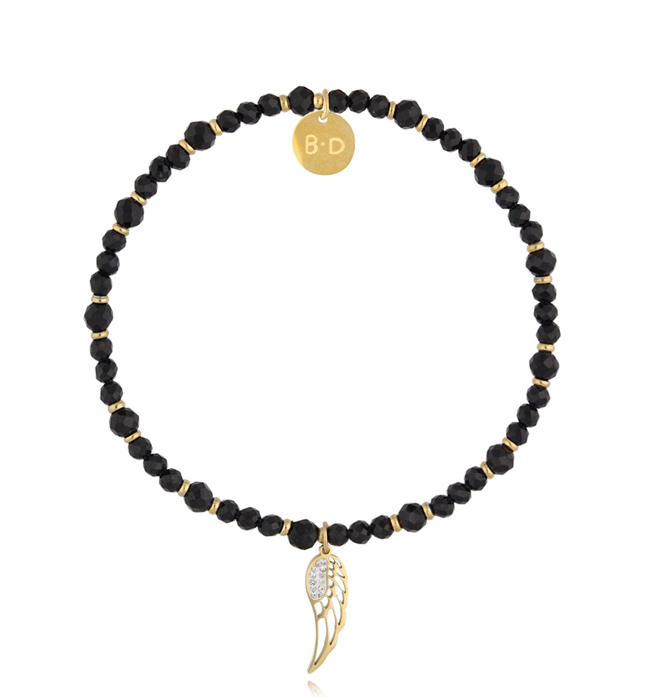 Bransoletka z czarnymi turmalinami i skrzydełkiem Dark Harmony BTW2892