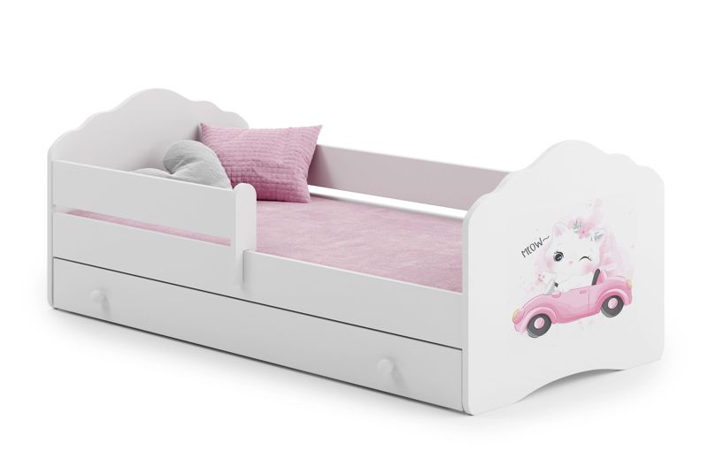 Łożko dziecięce Kobi FALA z szufladą i barierką 160x80 Kot 1 szt.