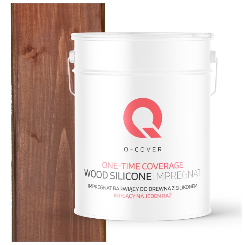 Impregnat Barwiący do Drewna z Silikonem Kryjący na Jeden Raz Q-Cover Orzech ciemny 10L
