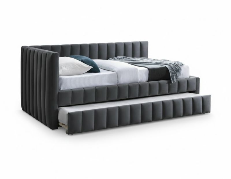 Łóżko Signal tapicerowane ALFIE VELVET 120x200 szare 1 szt