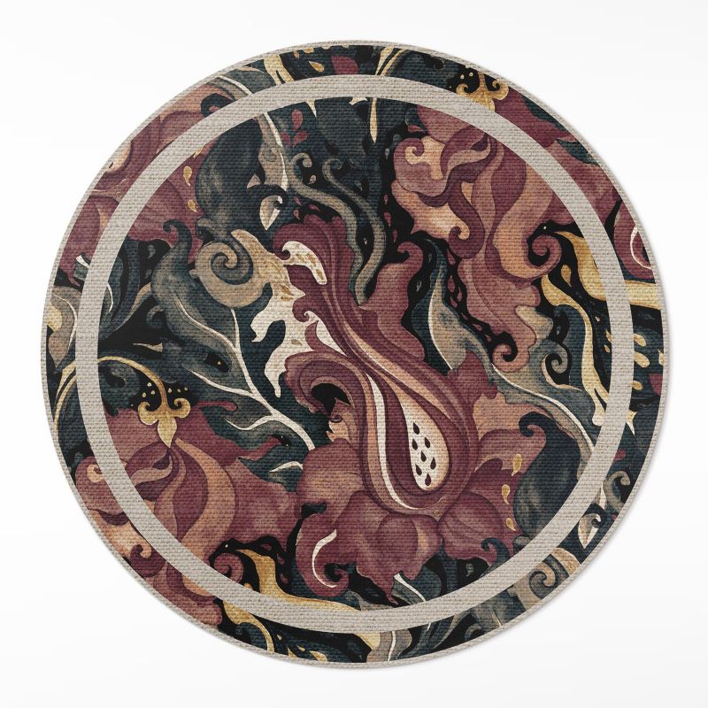 Dywan Okrągły Wewnętrzny Wallfluent fi120 cm Abstrakcja kwiatowa 1 szt.