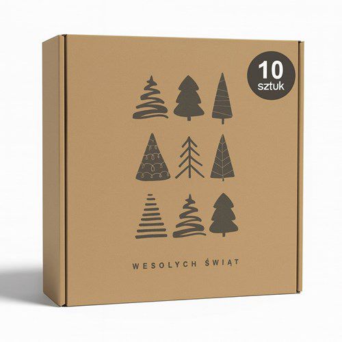Karton fasonowy NEOPAK z nadrukiem świątecznym choinki 10 szt.