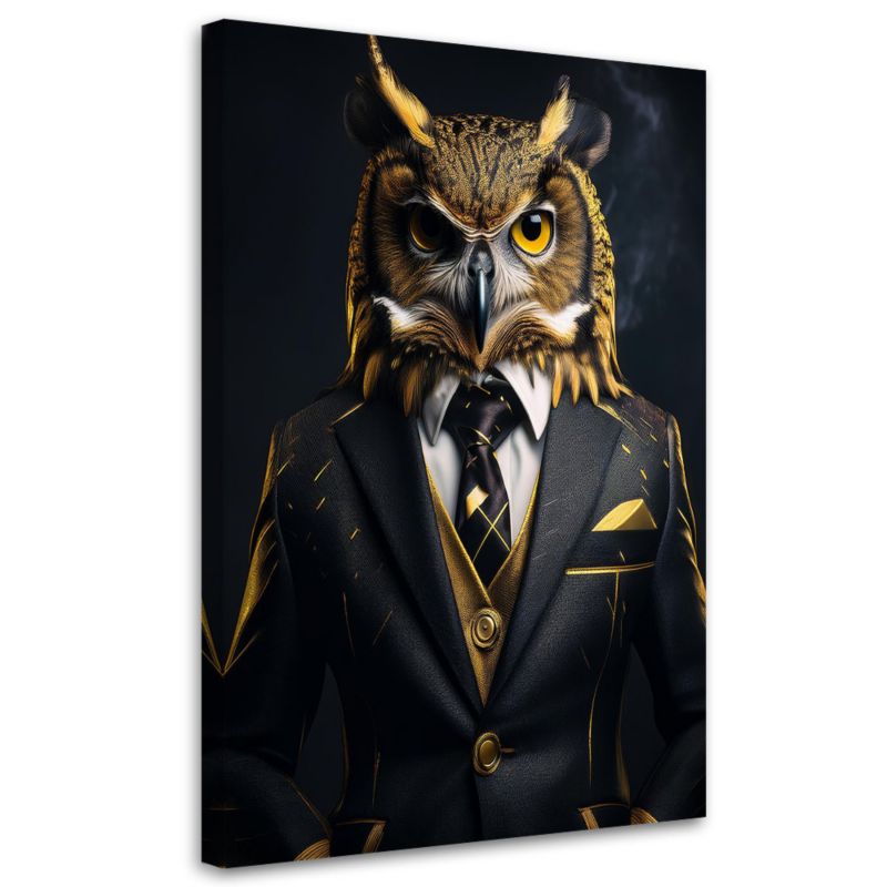Obraz na płótnie Feeby Sowa Ptak w garniturze 40x60cm 1szt