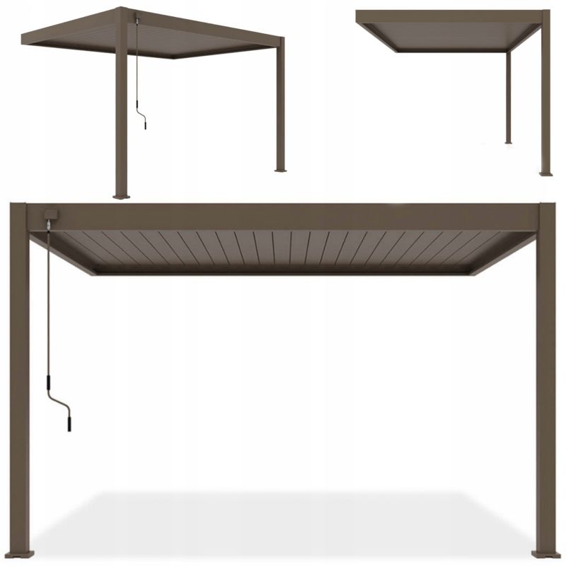 Pergola Przyścienna 3x4 Aluminiowa Elegance Wall Gutroof Na Taras Taupe 1 szt