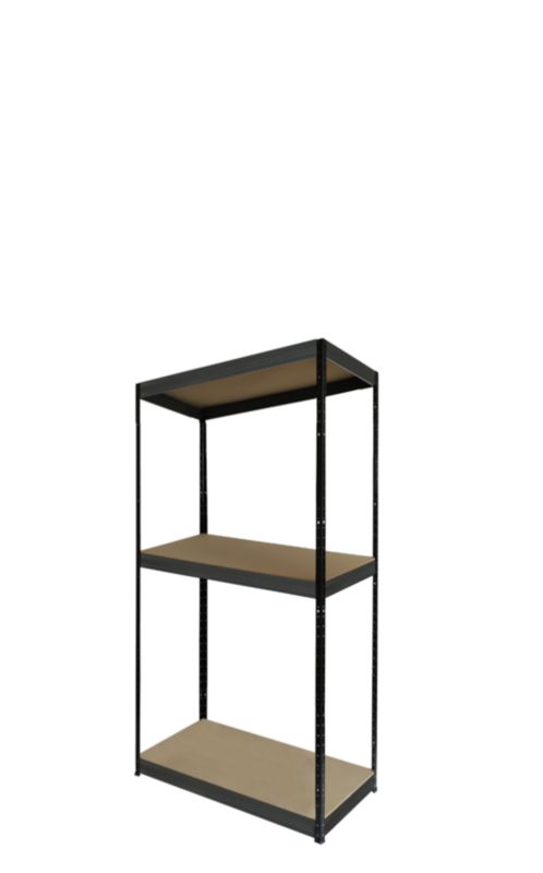 Regał magazynowy garażowy metalowy MODO24 czarno-grafitowy helios 106x30x30cm 3 półki po 175 kg 1 szt.