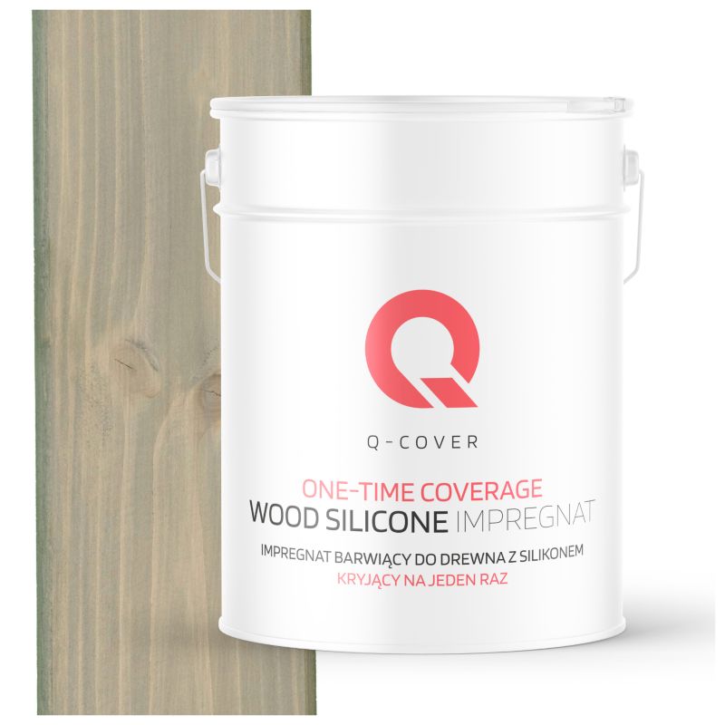 Impregnat Barwiący do Drewna z Silikonem Kryjący na Jeden Raz Q-Cover Szarość jasna RAL7001 10L