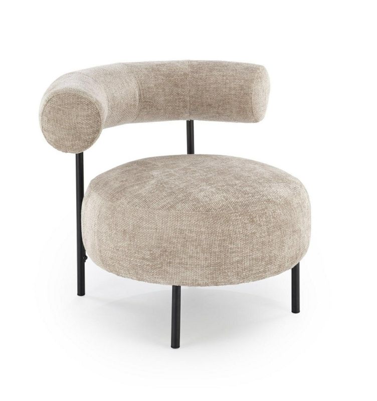 Fotel wypoczynkowy Belmira INTESI beżowy nowoczesny tapicerowany na czarnych nogach 1 szt.