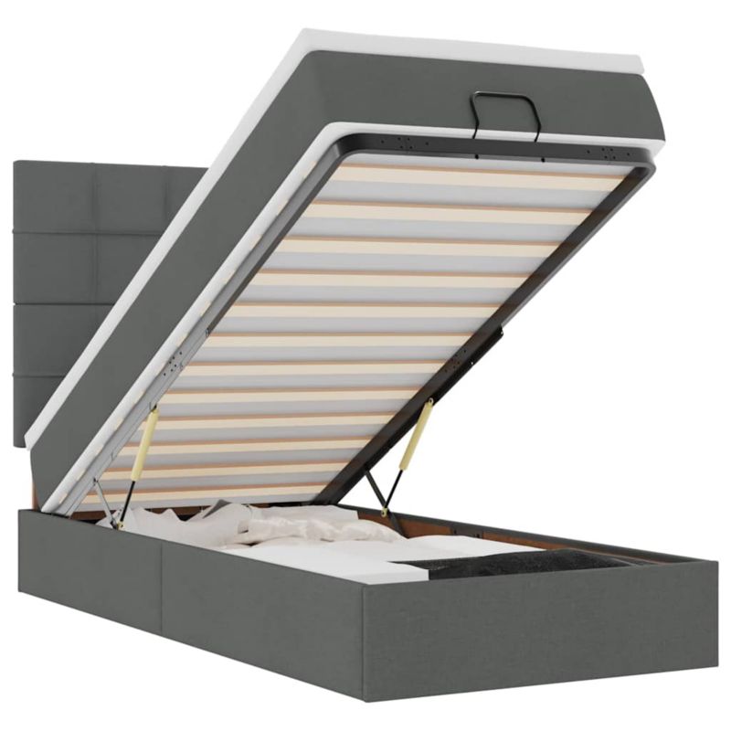 Rama łóżka otomana z materacem szara tkanina WaszeMeble 100x200 WM-3313983 1 szt.