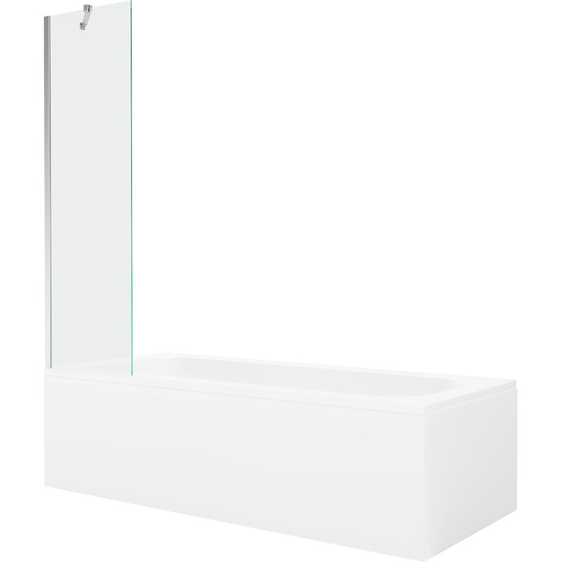 Wanna prostokątna Mexen Vega 150 x 70 cm z obudową i parawanem 1-skrzydłowym 50 cm transparent chrom 1 kpl.