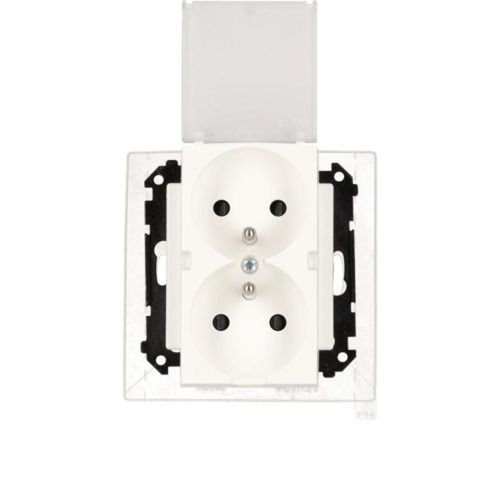 Gniazdo wtyczkowe podwójne ip44 z uszczelką i klapką transparentną Simon 55 białe 1 szt.
