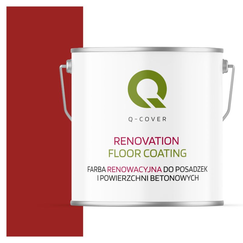 Farba Renowacyjna do Posadzek i Powierzchni Betonowych Q-Cover Czerwony Karminowy RAL3002 Wysoki Połysk 5L