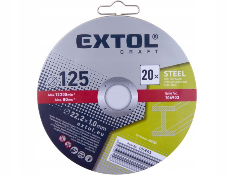 Tarcza do cięcia metalu stali 125/1mm 20szt + metalowa puszka EXTOL CRAFT 20 szt