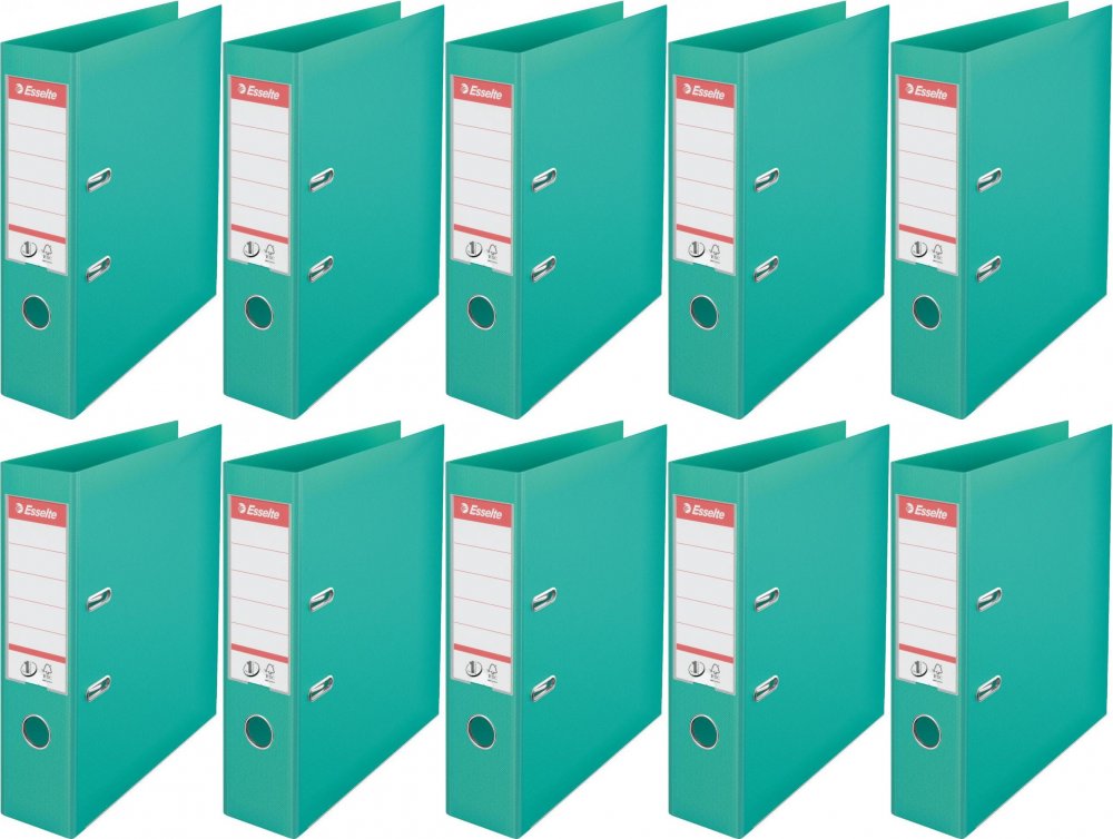10x Segregator A4 Esselte No.1 Power, 75mm, do 500 kartek jasnozielony