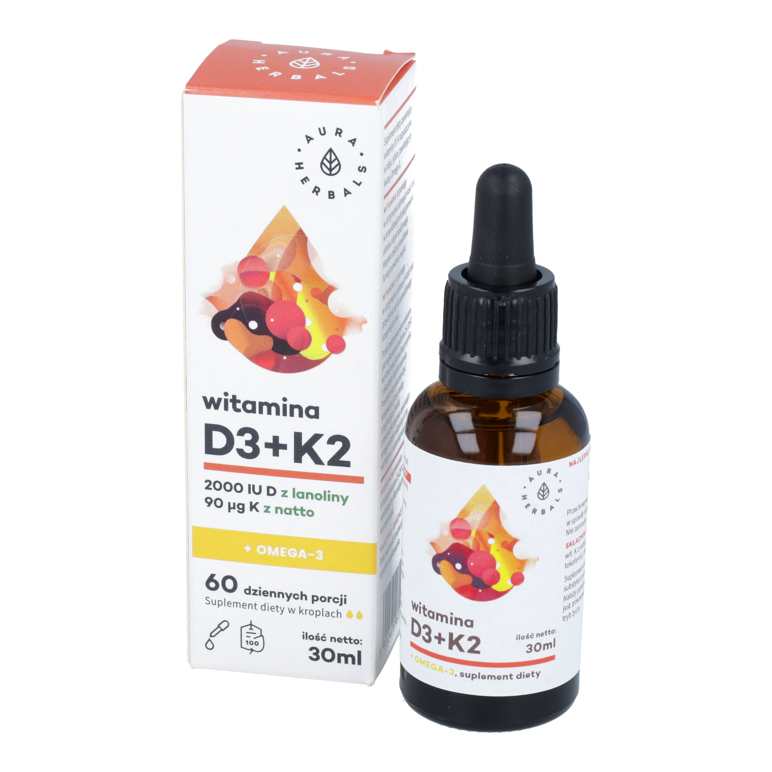 Aura herbals witamina d3+k2+omega-3, 30 ml