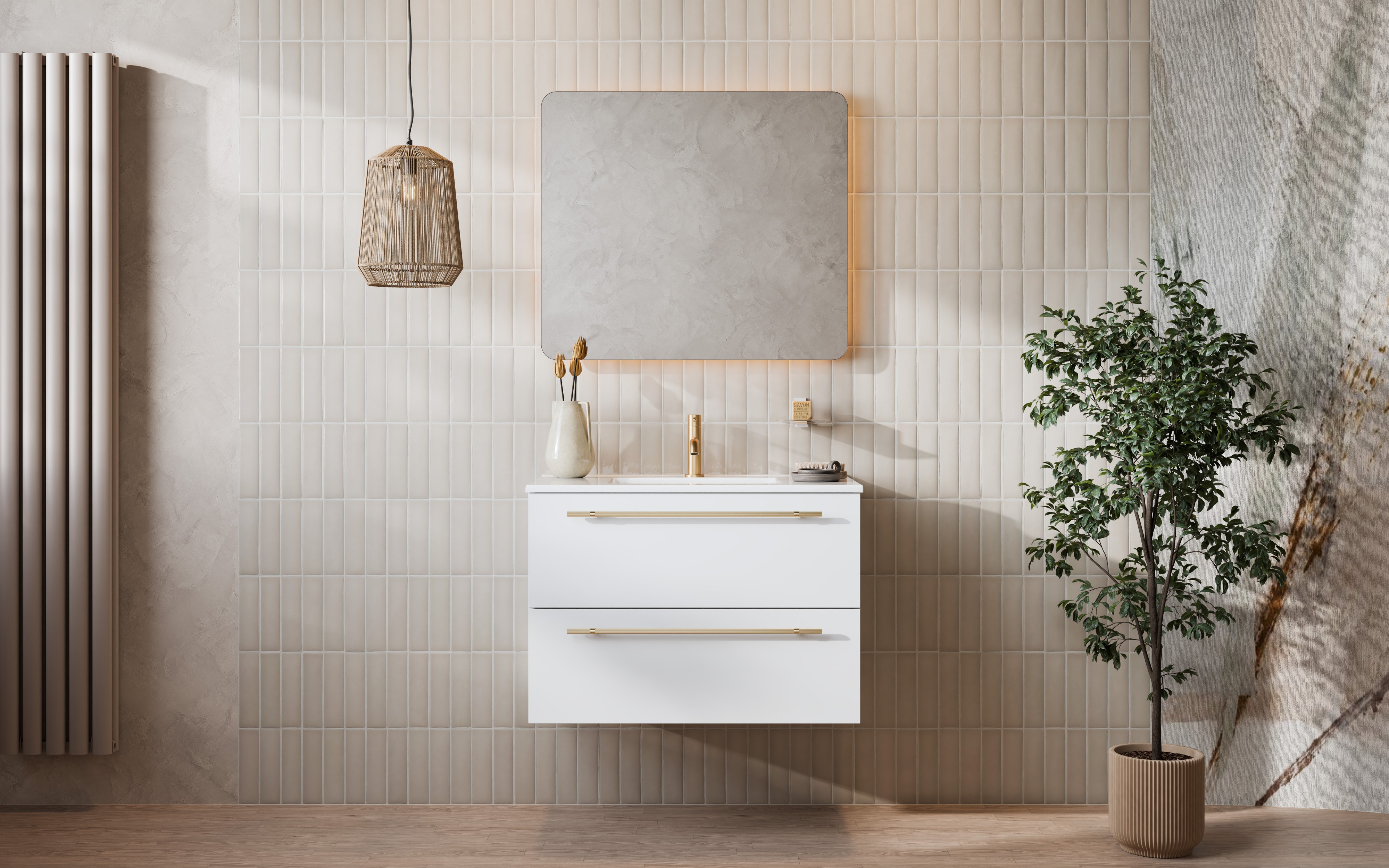 Uptrend Nava szafka z blatem 60,5x46x52,7 cm podumywalkowa stojąca biała 004SU6002999BL6001