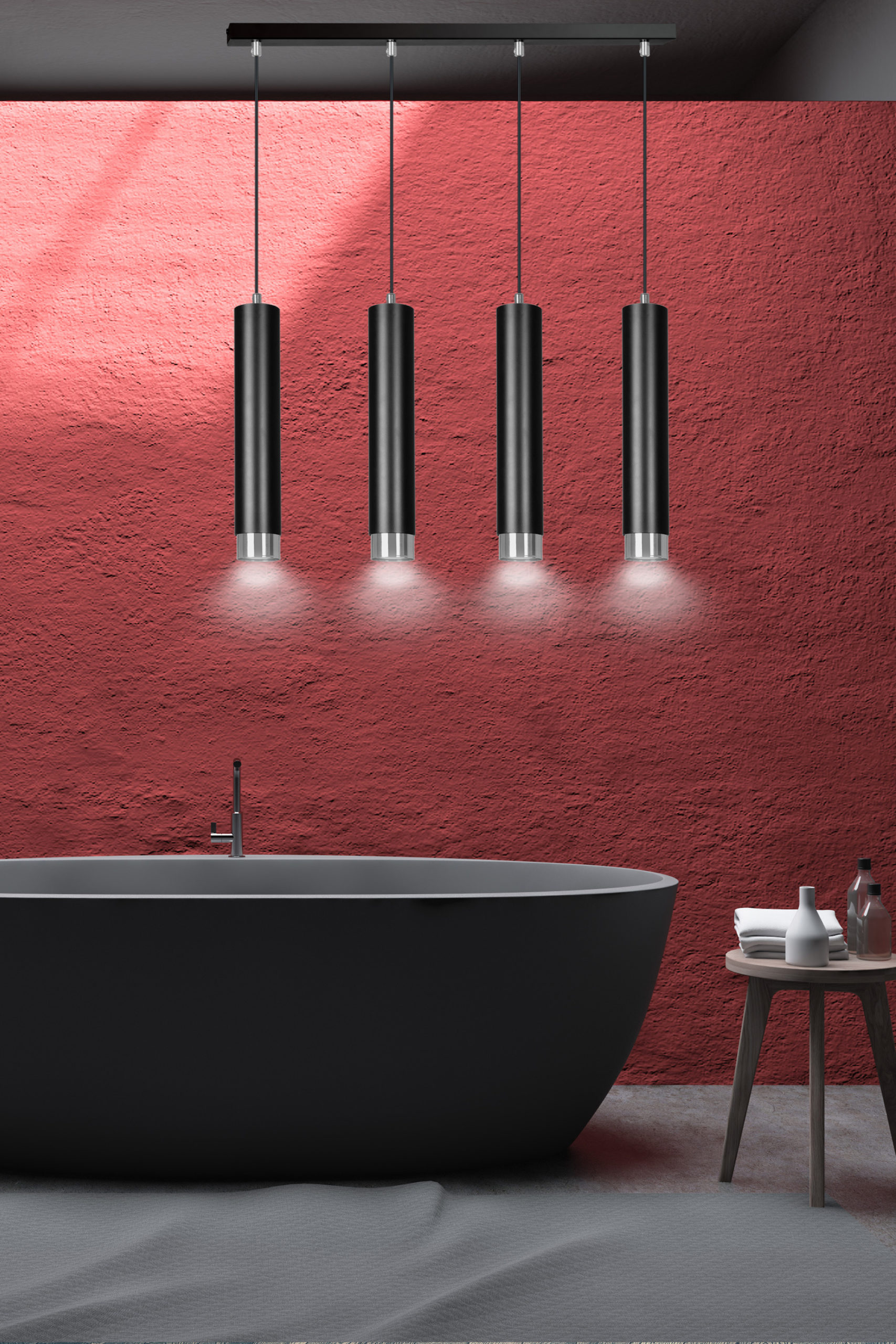 Emibig Kibo lampa wisząca 4x8 W czarna-chrom 643/4