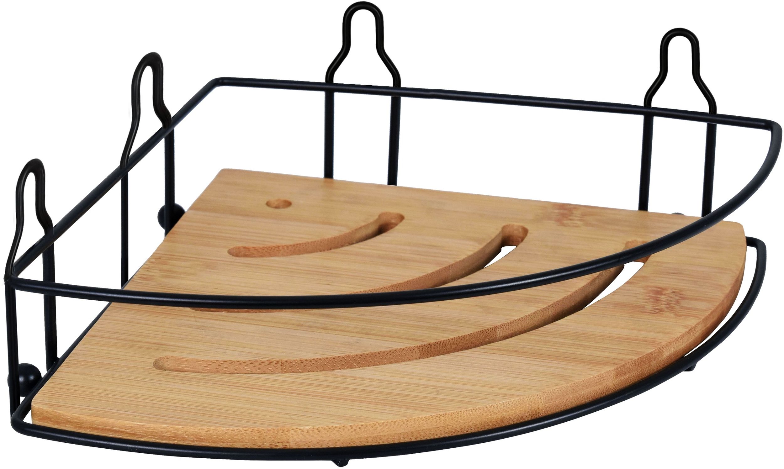 Bisk Umbra półka narożna ścienna czarny/bambus 08165