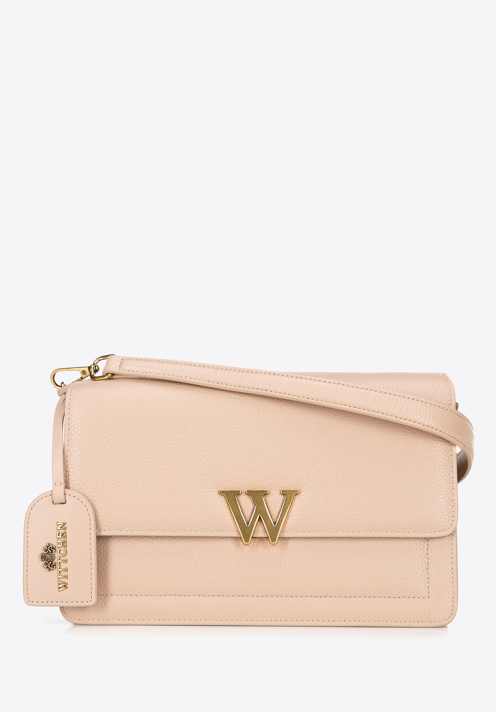 Damska listonoszka ze skóry z chwostem beżowa