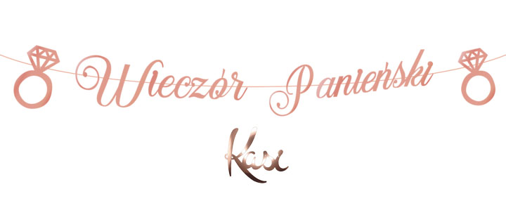 Baner /Girlanda na Wieczór Panieński z imieniem różowe złoto napis 170 cm