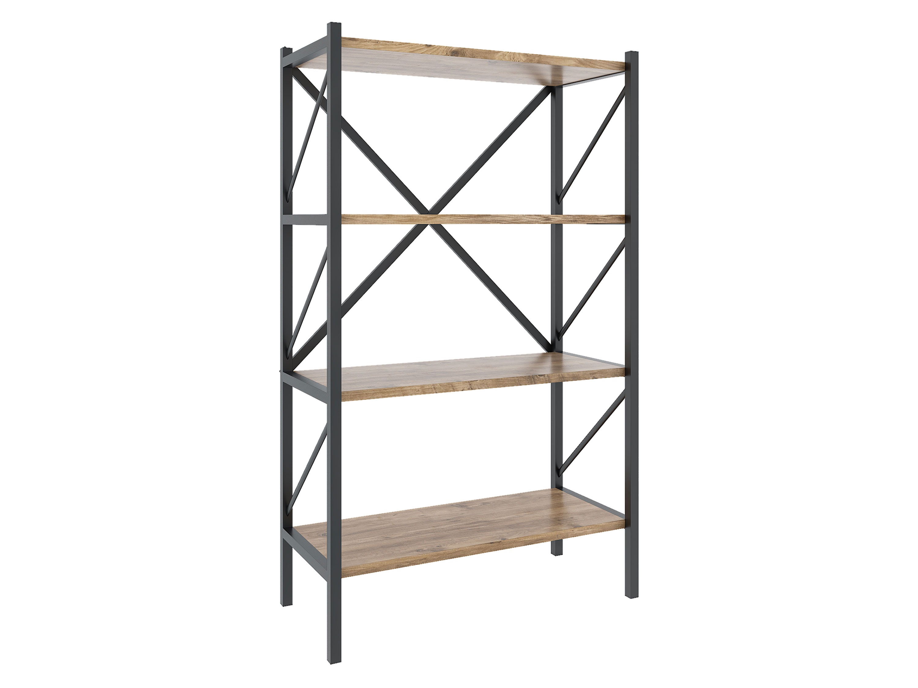 VCM Regał Insasi w stylu industrialnym 4 półki, Miodowy dąb