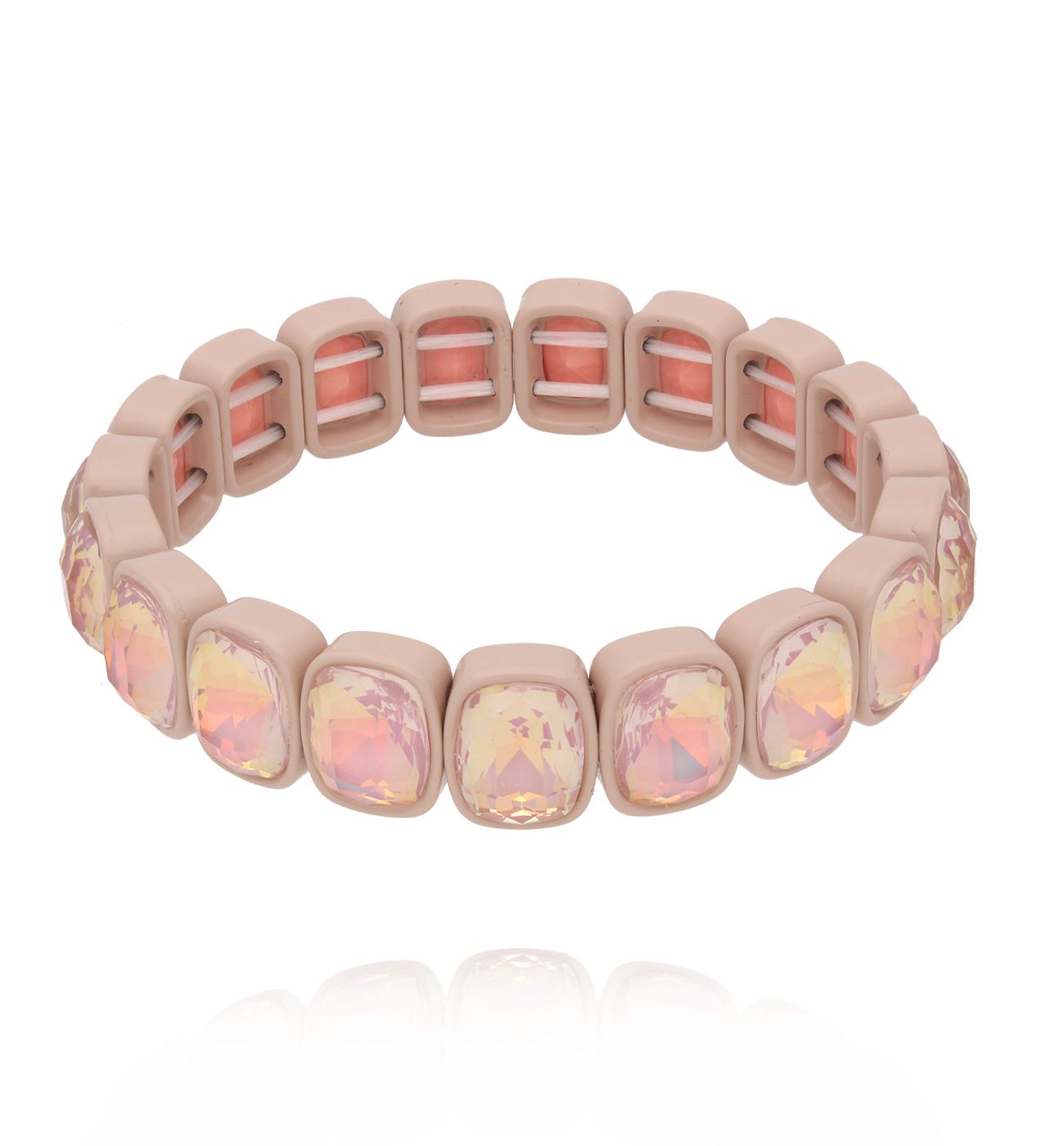 Bransoletka pudrowo-różowa z kryształami BCR0022 - By Dziubeka