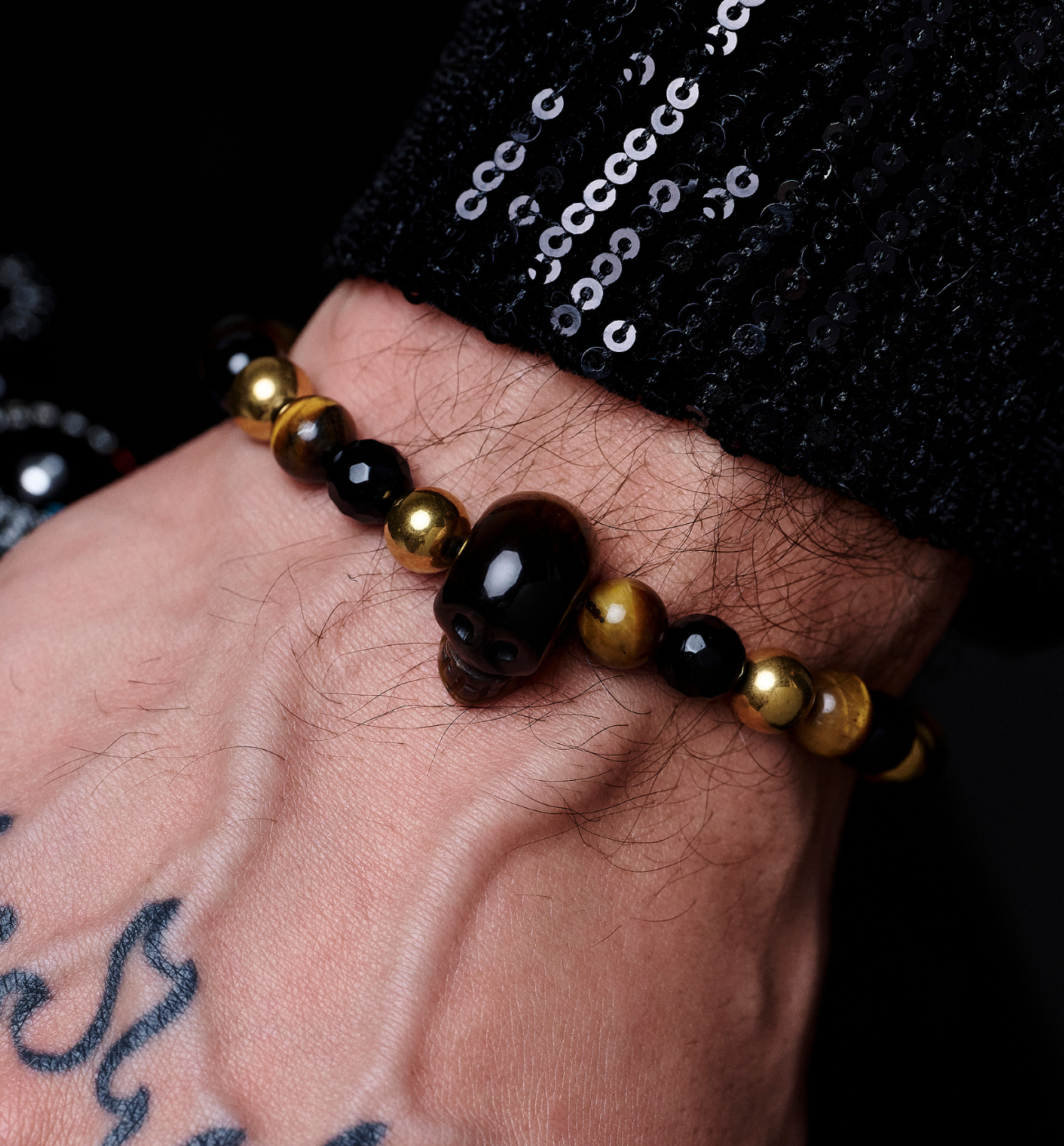 Bransoletka z tygrysim okiem i czaszką BMITC0813