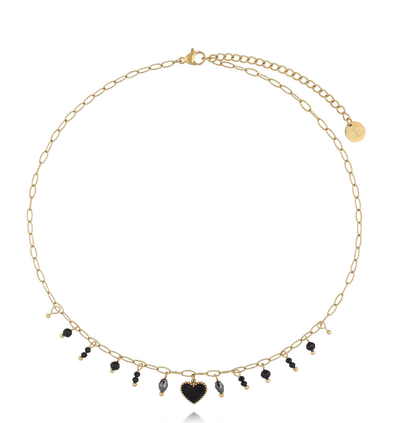 Naszyjnik złoty z czarnym sercem NSY0336