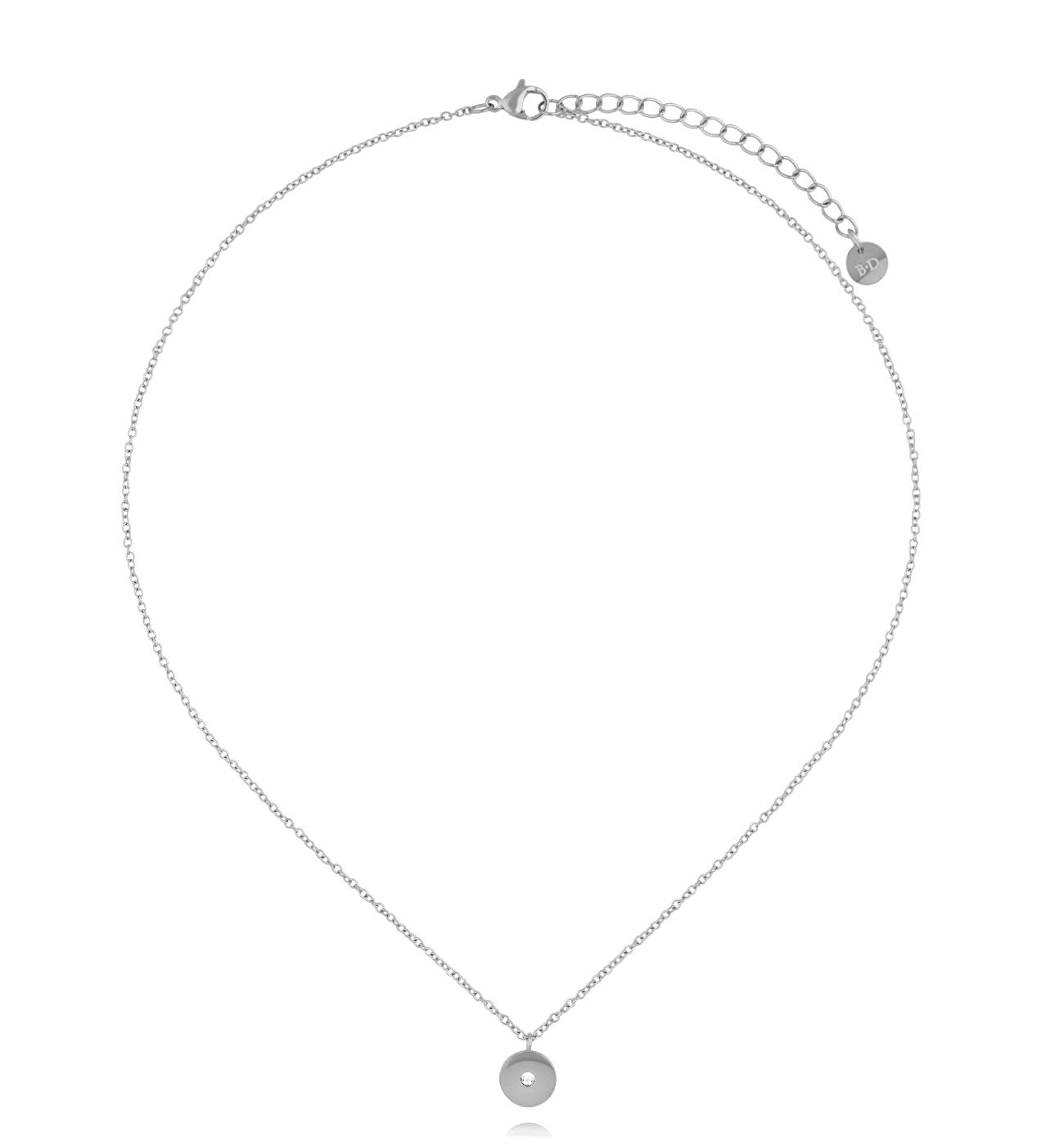 Naszyjnik z okrągłą zawieszką z cyrkonią srebrny - By Dziubeka