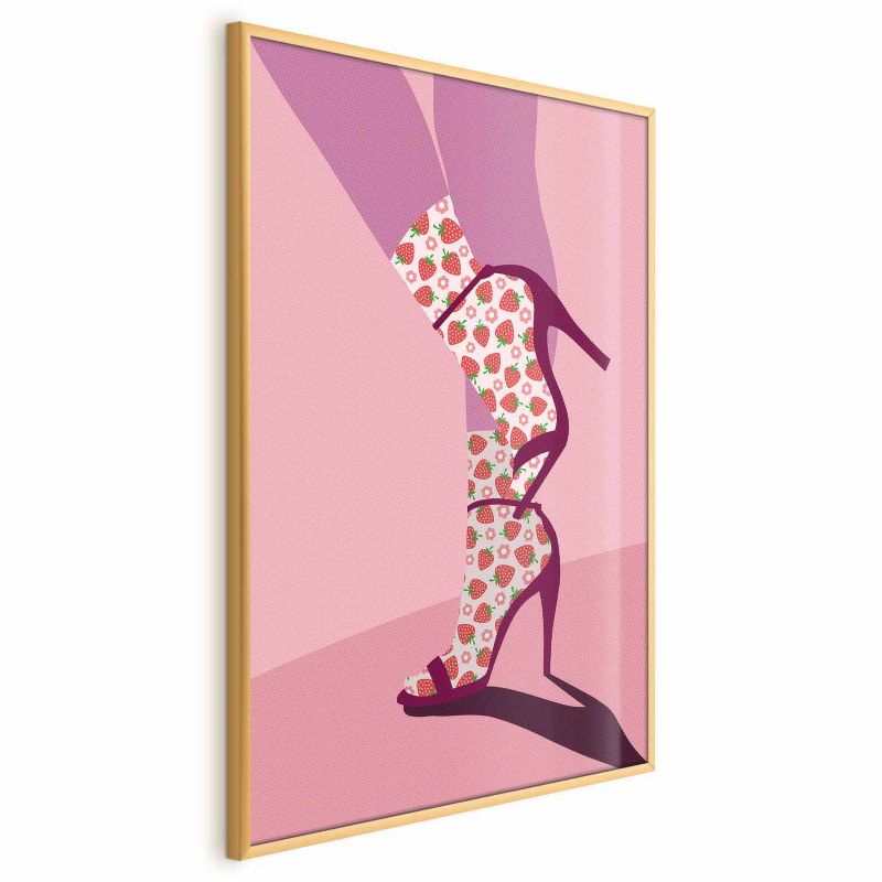 Plakat Artgeist Skarpetki w truskawki 40x60 cm z ramą złotą 1 szt