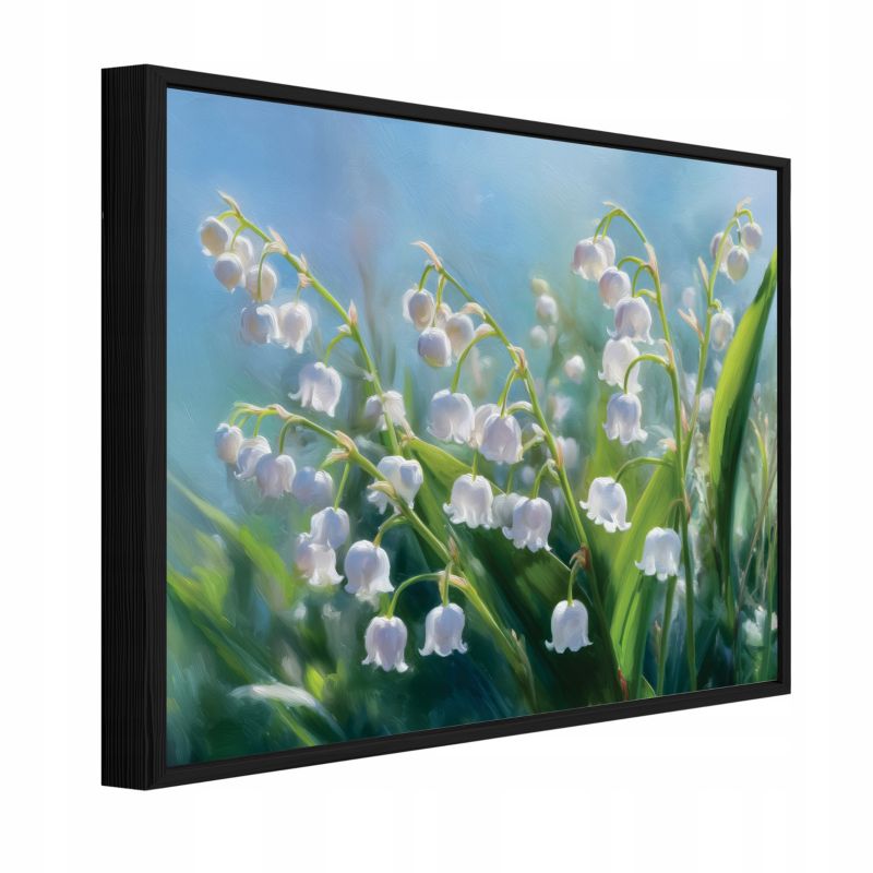 Obraz W Ramie WALLARENA Do Sypialni Salonu Na Płótnie Kwiaty Przebiśniegi Natura Zielony 60x40 cm PPR16337O4 1 szt.