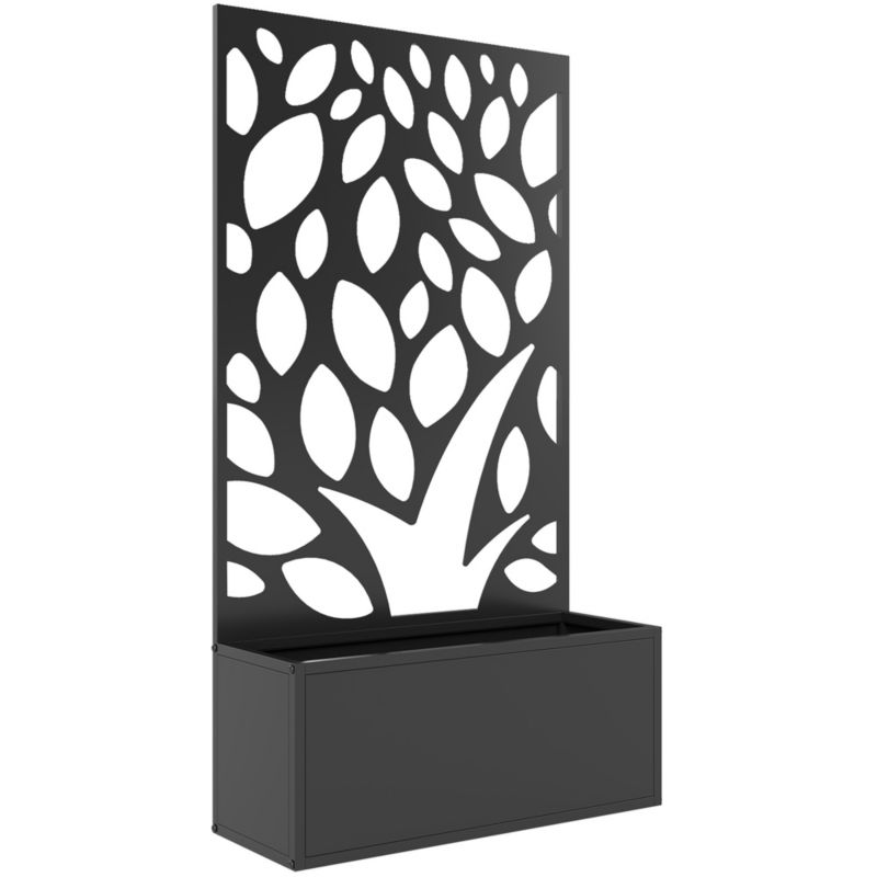 Kwietnik Artdesign 61x23x113 donica z panelem osłonowym dla roślin ziół czarna metalowa na balkony tarasy 1 szt.