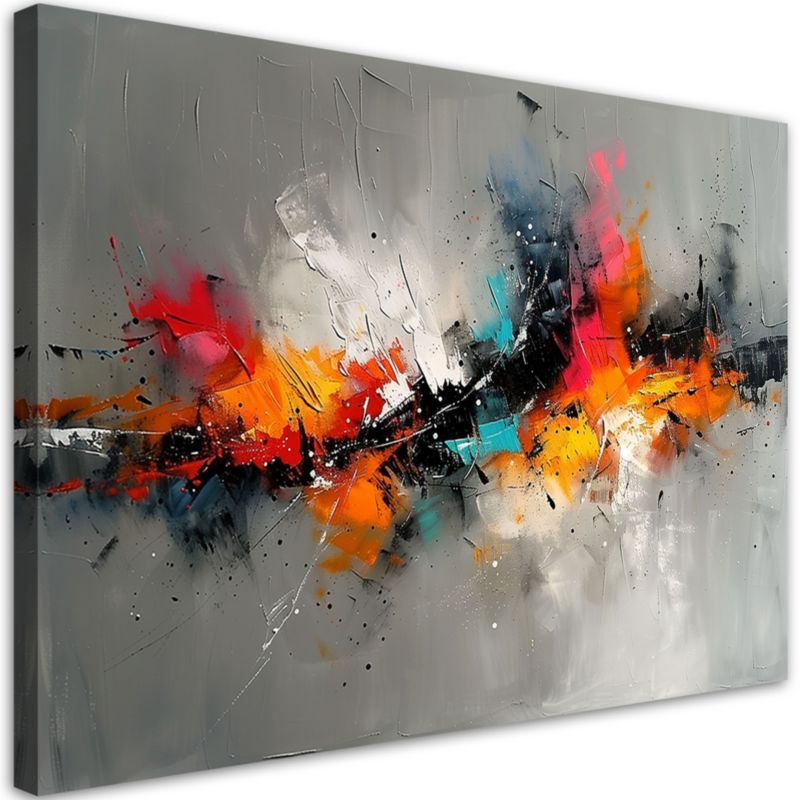 Obraz na płótnie Feeby Kolorowa Abstrakcja Ekspresja na szarym tle 120x80cm 1szt