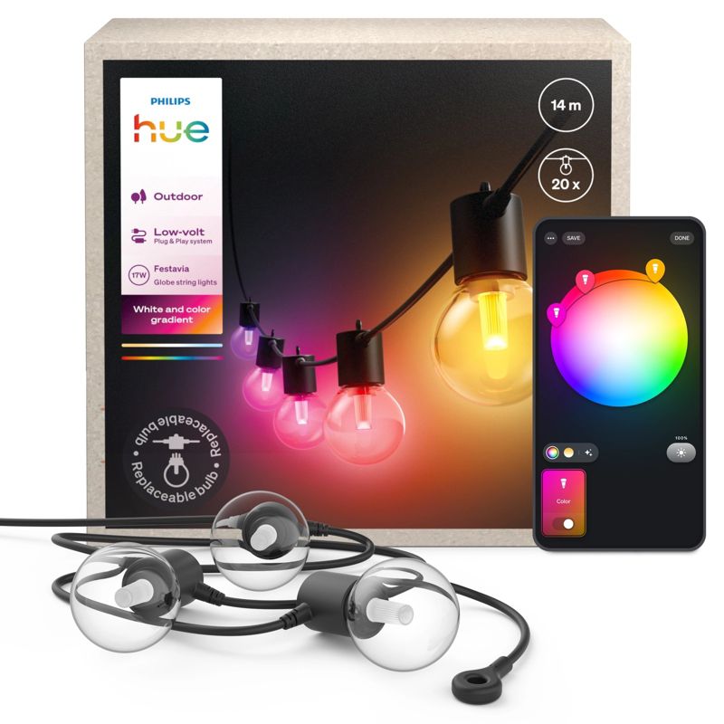 Girlanda Ogrodowa Philips HUE 14m IP65 20LED RGB Inteligentna Bluetooth White and Color Ambiance 1 szt.