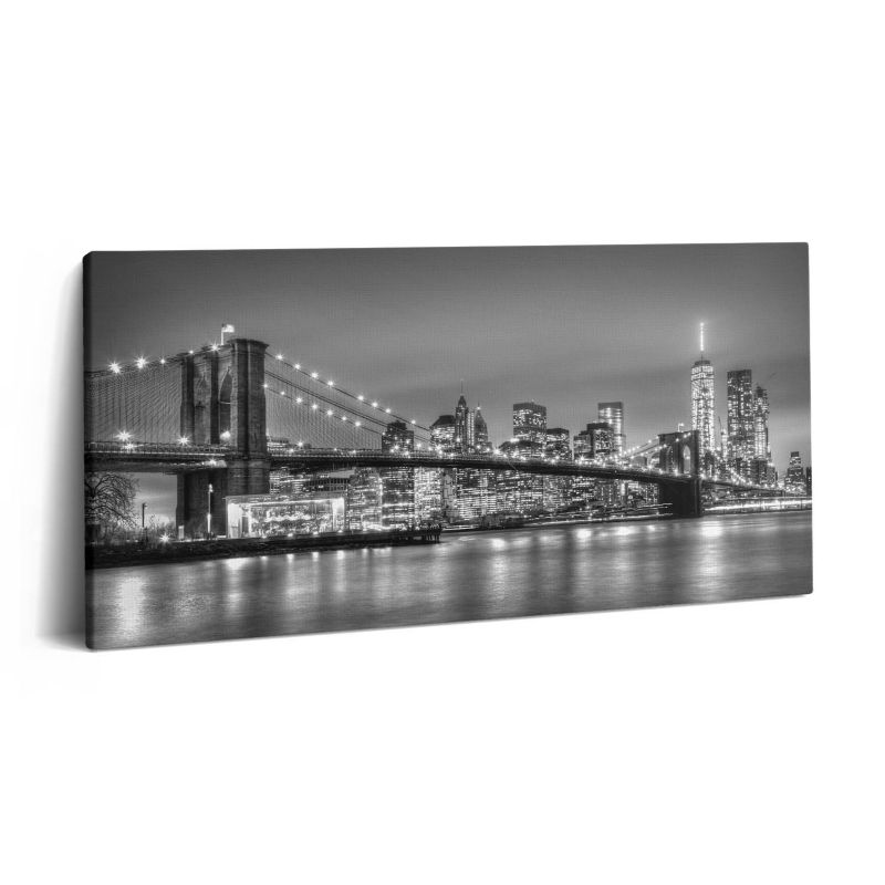 Obraz na płótnie Wallfluent 140x70 cm Nowy Jork Brooklyn Bridge nocą 1 szt.