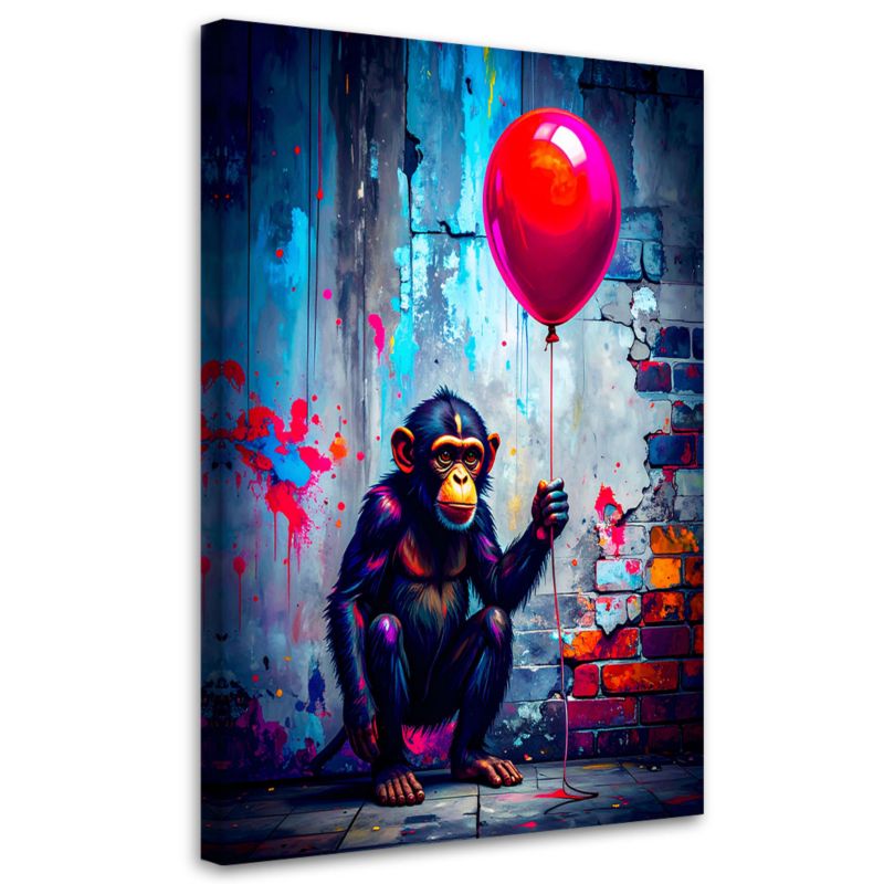 Obraz młodzieżowy Feeby Małpa z balonikiem Graffiti Street Art 70x100cm 1szt