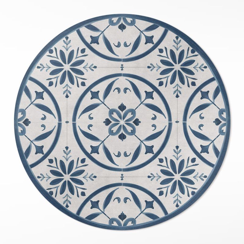 Okrągły Dywan Winylowy Wallfluent fi150 cm Dekoracyjne płytki kamienny wzór podłogi 1 szt.