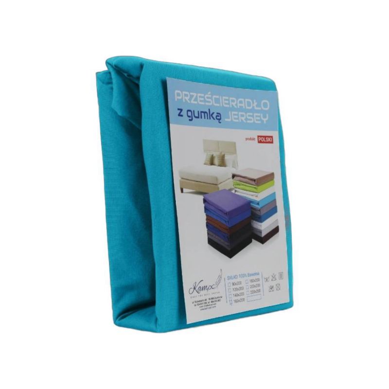 Prześcieradło z gumką Jersey VIP KAM-POL turkus 90x200 cm 1 szt.