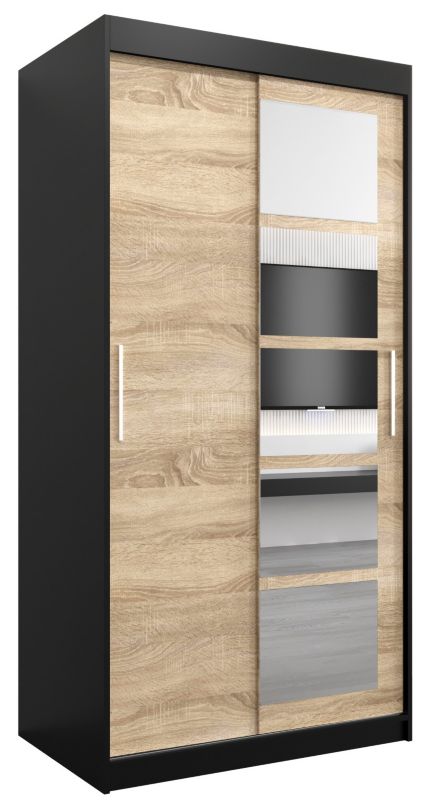 Szafa przesuwna Abiks ROMA 1 100 czarny mat + sonoma 1 szt.