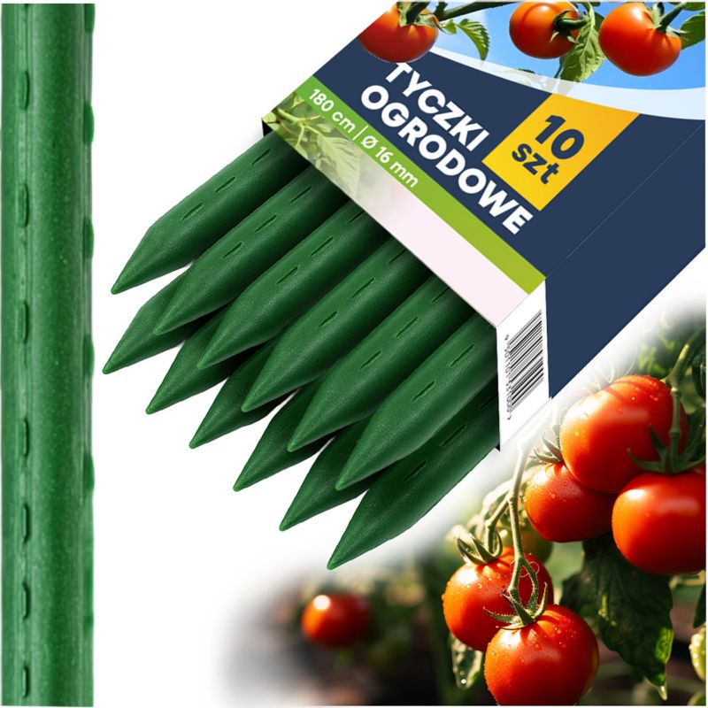 Tyczka do roślin Plonos paliki podpora tyczki do pomidorów wzmacniane 180cm zielone 10szt.