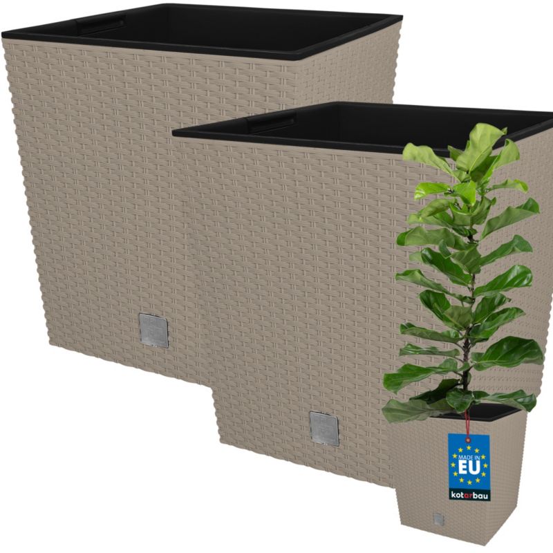Doniczka ogrodowa KOTARBAU rattan z wkładem mocca 32x32 cm 2 szt.