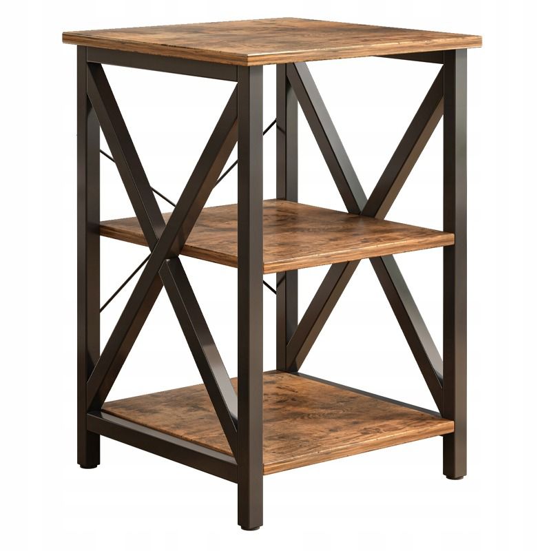 Stolik kawowy Rebiko industrialny kwadratowy drewniany półka retro szafka loft 1 szt.