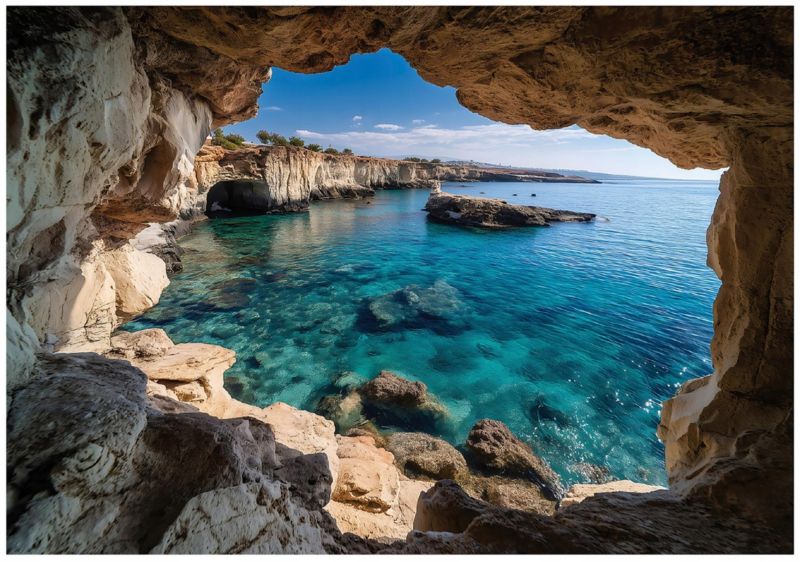 Fototapeta WALLARENA Do Sypialni Salonu Na Flizelinie 3D Jaskinia Morze 250x175 cm 1 szt.