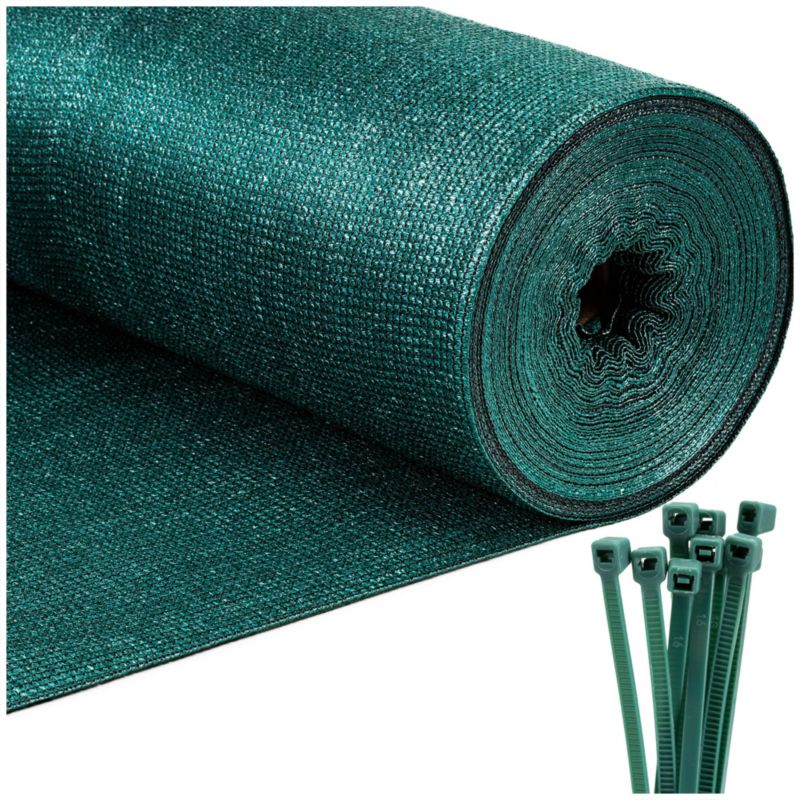 Siatka cieniująca Springos 63% osłonowa 1x10 m zielona 50 szt. opasek zaciskowych 1 kpl.