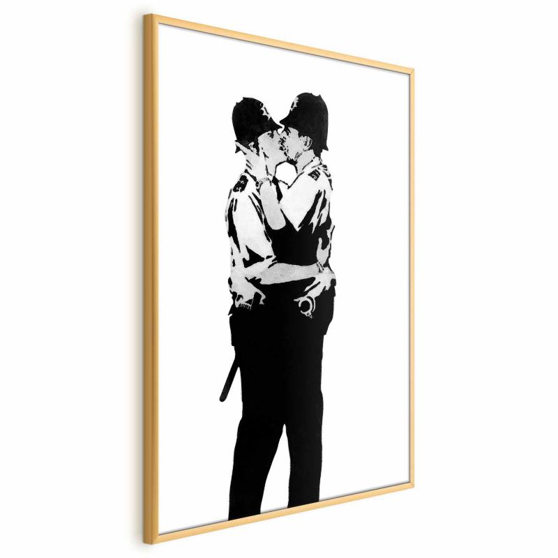 Plakat Artgeist Kissing Coppers 60x90 cm z ramą złotą 1 szt
